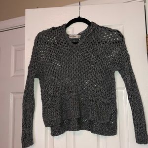 Mesh grey crop top hoodie